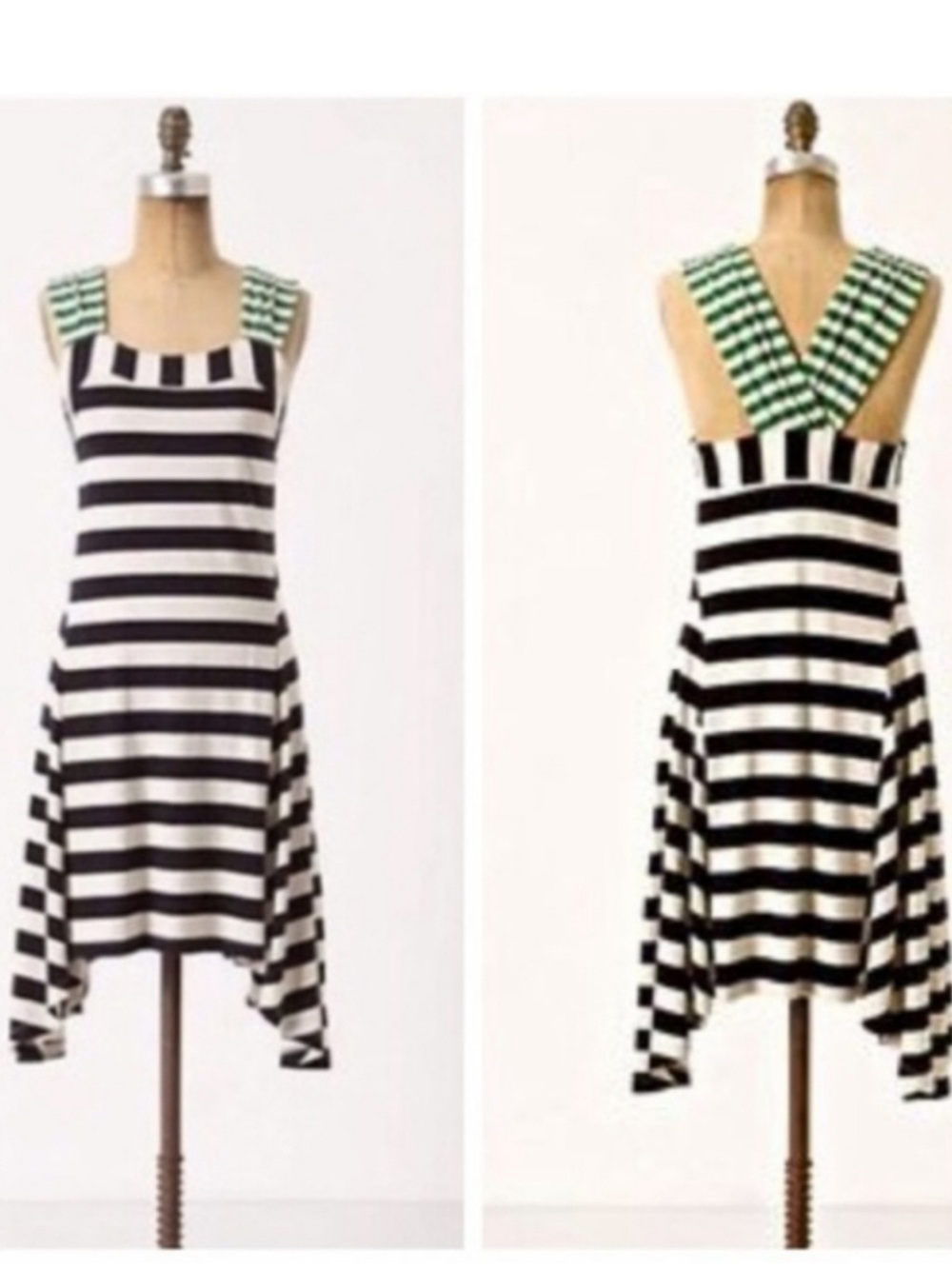 Anthropologie HWR Monogram Split Stripes Dress Navy and White Size XS